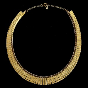 Gold Plated Egyptian Style Rope Design Collar Necklace circa 1970s